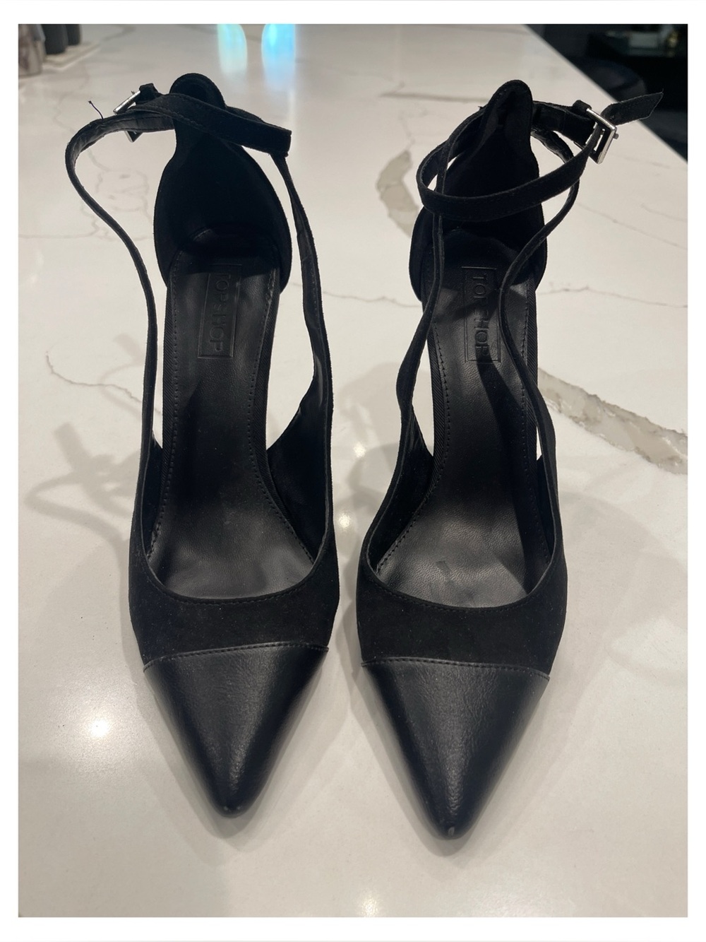 Topshop Suede Ankle Strap Heels